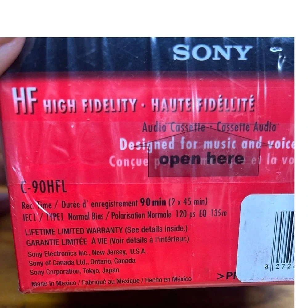 Sony HF 90 Audio Cassette Tapes 8 Pack Red Normal Bias High Fidelity New Sealed